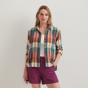 Women's Cotton Slub Plaid Long-Sleeve Shirt - Lt Berry