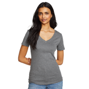 Women's Fav Short-Sleeve V-Neck T-Shirt - Med Htr Gray