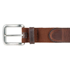 Men's Rugged Leather Belt With Stretch Tab