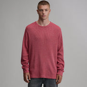 Men's Plaited Waffle Thermal Crew - Cardinal