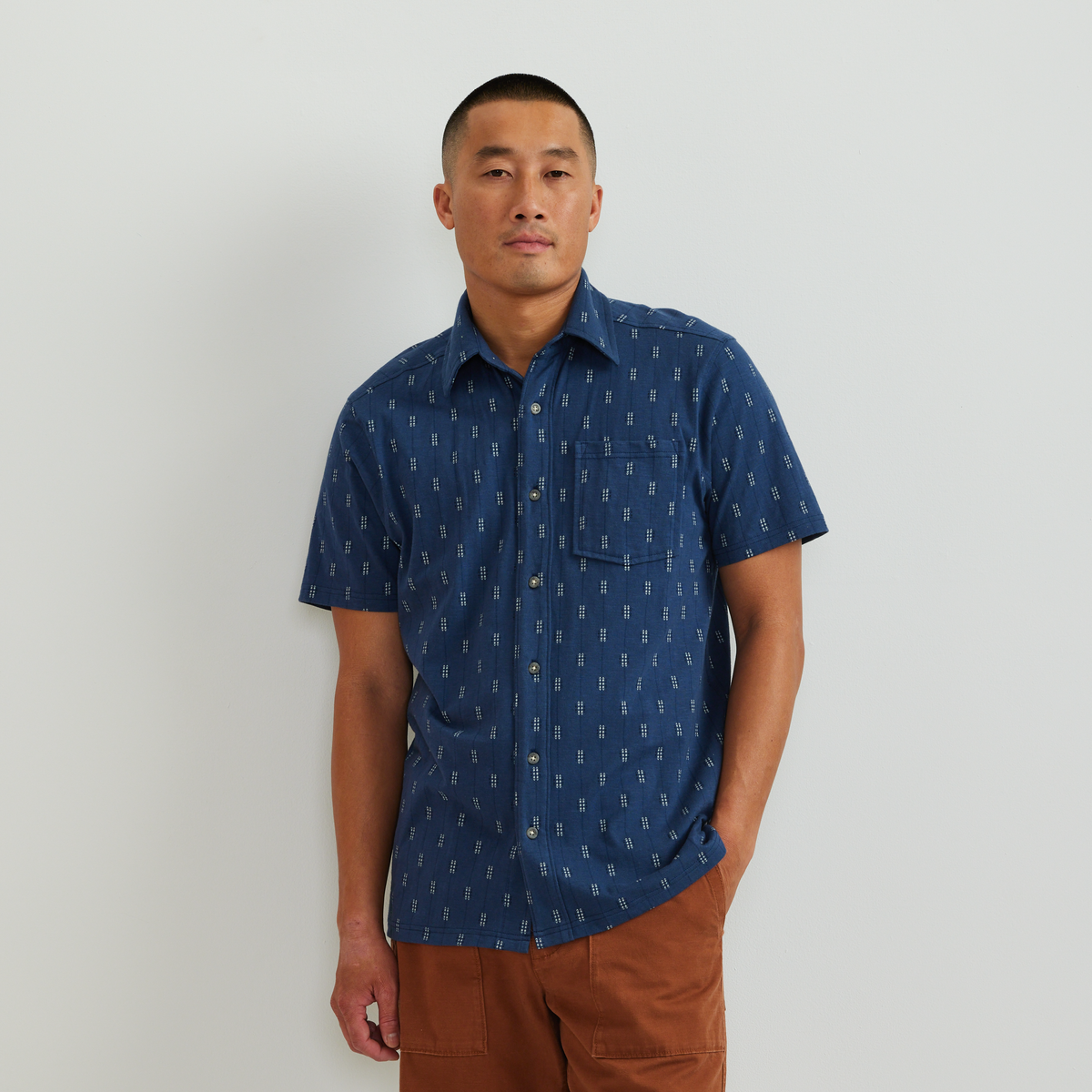 Men's Knit Baja Pocket Button-Up Shirt