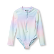 Girls Sea Spray Ls One Piece Swimsuit - BRIGHT WHITE