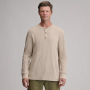 Men's Birds Eye Long-Sleeve Thermal Henley - Light Khaki