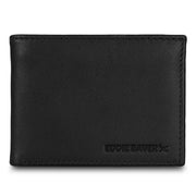 EB Signature Logo Leather Flip Id Bifold Wallet - Black