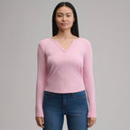 Women's Long-Sleeve Rib Y-Neck Henley