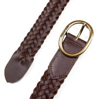 Women's Center Bar Woven Leather Belt