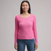 Women's Long-Sleeve Hacci Ribbed Top - Petunia