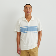 Men's Short Sleeve Journey Modal Polo Stripe - Ivory
