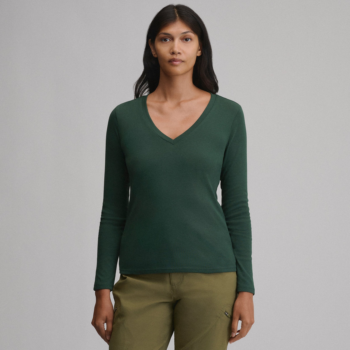 Women's Everyday Long-Sleeve V-Neck T-Shirt