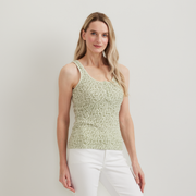 Women's Ribbed Henley Tank - Honeydew