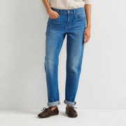 Women's Boyfriend Mid-Rise Slim Fit Jeans - Washed Indigo