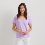 Women's Sunwashed V-Neck T-Shirt - Dusty Lavendar