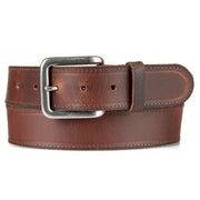 Men's Rugged Leather Belt With Stretch Tab - TAN