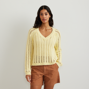 Women's Pointelle Pullover - Yellow