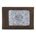 Money Clip Bifold Leather Wallet With Embossed Sasquatch
