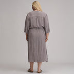 Women's Plaid Button Front Belted Midi Dress