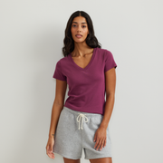 Women's Everyday Short-Sleeve V-Neck T-Shirt - Wine