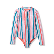 Girls Sea Spray Ls One Piece Swimsuit - CORAL REEF