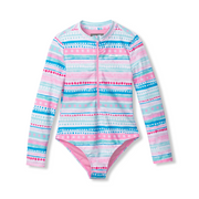 Girls Sea Spray Ls One Piece Swimsuit - BEGONIA PINK