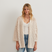 Women's Long Open Stitch Cardigan - Htr Oatmeal