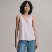Women's Sunwashed Cotton Tie Front Tank - COSMOS