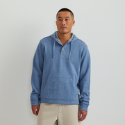Men's Henley Hoodie - Htr Blue