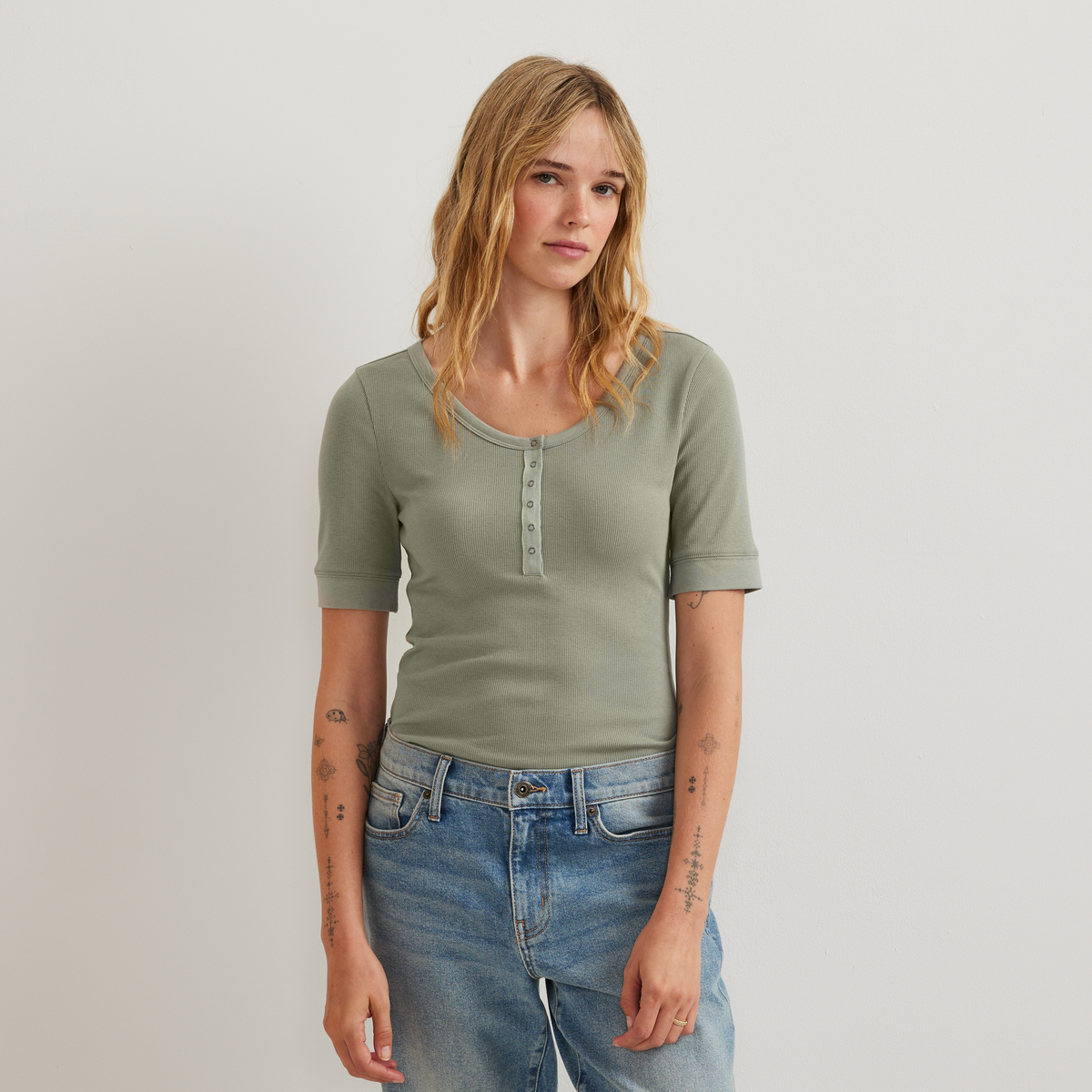 Women's Softline Short-Sleeve Ribbed Henley