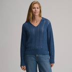 Women's Long-Sleeve Slub Johnny Collar Sweater