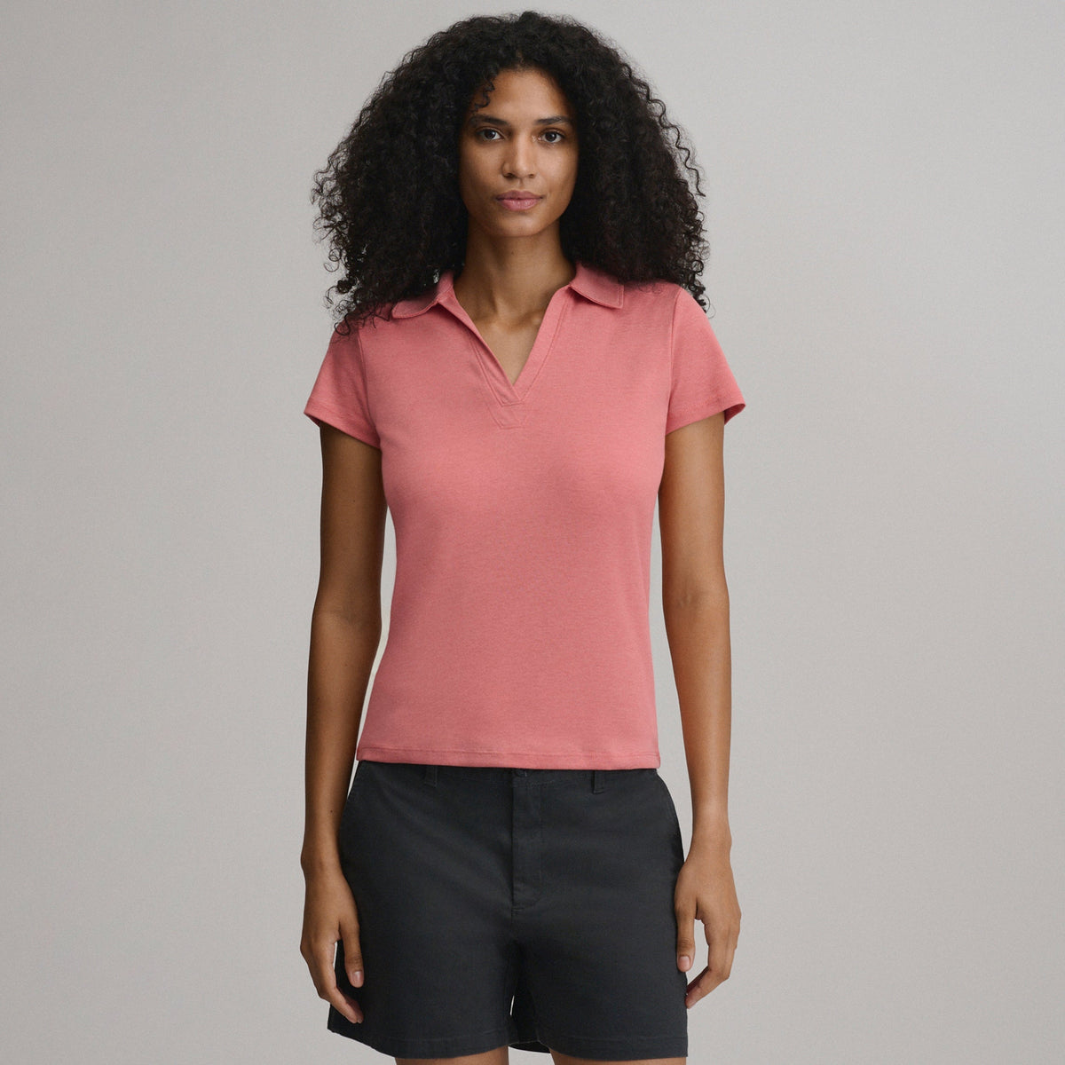 Women's Everyday Short Sleeve Collared Split Neck